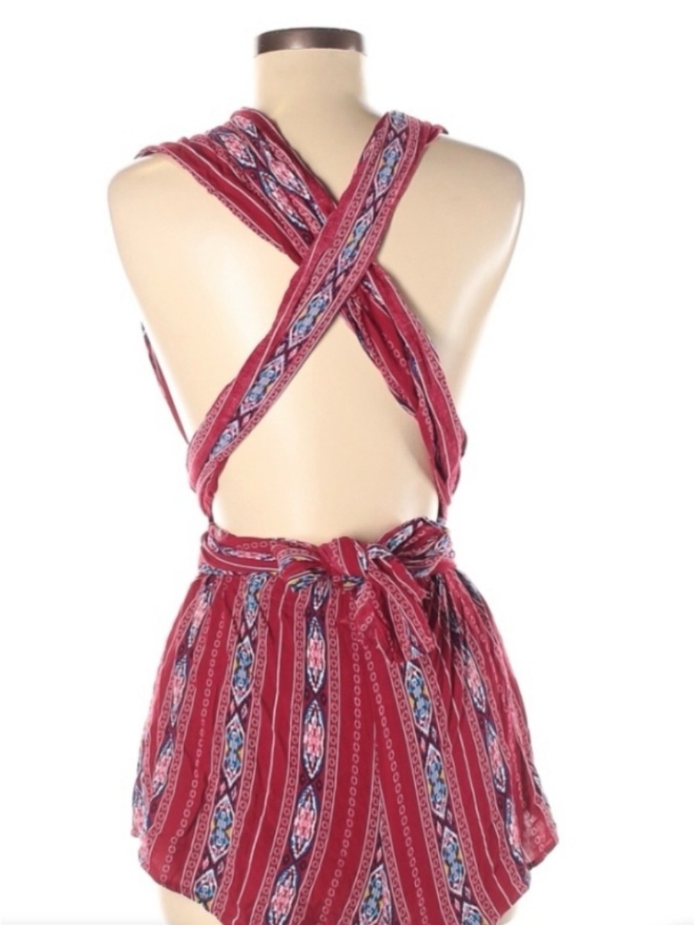 One Way Tribal/Boho Design Criss-cross Wrap Around Romper - Picture 2 of 4